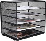 EasyPAG Desk Organizers and Accessories 5 Slot Desktop File Organizer Letter Sorter Literature Paper Tray | Screws Free Design,Black - Image 3
